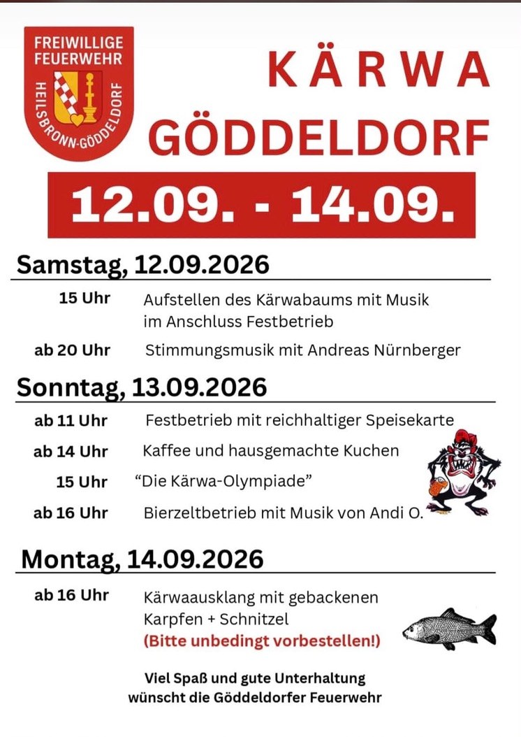 Programmplakat der Kärwa Göddeldorf 2026